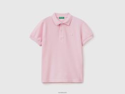 rosa Benetton barn slim fit polo i 100 % økologisk bomull 20TRB4891