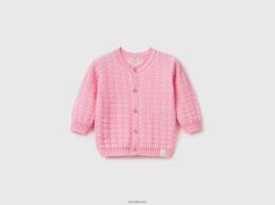 rosa Benetton barn strikket cardigan med knapper 20TRB3459