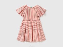 rosa Benetton barn stripete kjole med volanger 20TRB5365