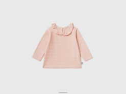 rosa Benetton barn stripete t-skjorte med krage 20TRB5797
