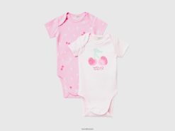 rosa Benetton barn to kortermede bodyer i økologisk bomull 20TRB3191