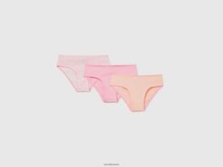 rosa Benetton barn tre par undertøy i stretchbomull 20TRB2745