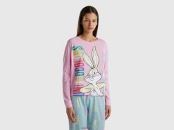 rosa Benetton kvinner bugs bunny & lola t-skjorte 20TRB965