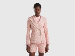 rosa Benetton kvinner dobbeltspent blazer i tweed 20TRB249