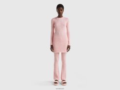 rosa Benetton kvinner kort rosa genserkjole 20TRB4023