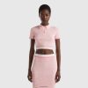 rosa Benetton kvinner rosa cropped strikket polo 20TRB3527
