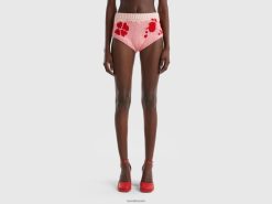 rosa Benetton kvinner rosa culotte med blomsterinnlegg 20TRB4065