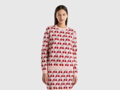 rosa Benetton kvinner rosa genser med kirsebærmønster 20TRB144