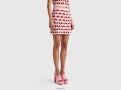 rosa Benetton kvinner rosa miniskjørt med kirsebærmønster 20TRB697