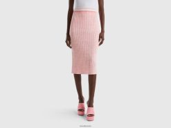rosa Benetton kvinner rosa strikket blyantskjørt 20TRB4170