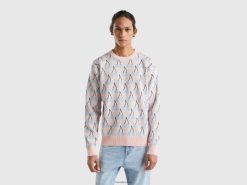 rosa Benetton menn rosa genser med kirsebærmønster 20TRB4395