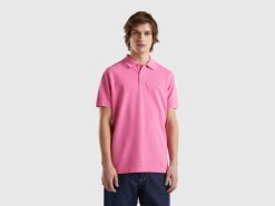 rosa Benetton menn rosa polo med normal passform 20TRB1374