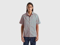 rosa Benetton menn rosa skjorte med pæremønster 20TRB4536