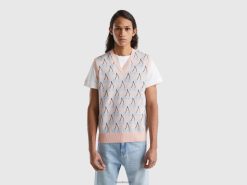 rosa Benetton menn rosa vest med kirsebærmønster 20TRB4367