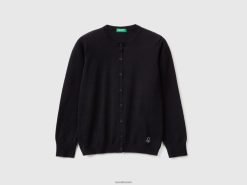 svart Benetton barn cardigan med rund hals i bomullsblanding 20TRB6079