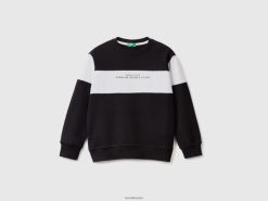 svart Benetton barn colour block sweatshirt med trykk 20TRB4846