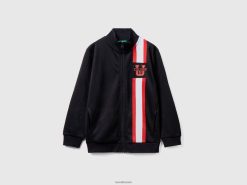 svart Benetton barn genser i teknisk stoff med glidelås 20TRB4865