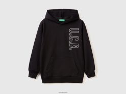 svart Benetton barn Hettegenser i 100 % bomull 20TRB4854