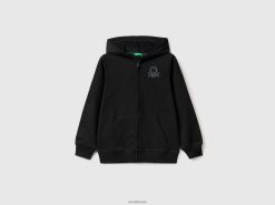 svart Benetton barn hettegenser med glidelås 20TRB4873