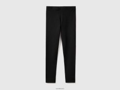 svart Benetton barn leggings i stretchbomull med logo 20TRB5390