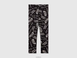svart Benetton barn leggings med mønstret trykk 20TRB2616