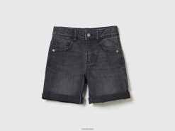 svart Benetton barn øko-resirkuler denim bermudaer 20TRB2356
