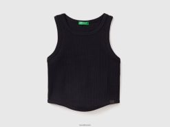 svart Benetton barn ribbet tank topp 20TRB2499