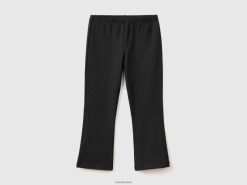 svart Benetton barn utsvingte leggings i stretchbomull 20TRB5690