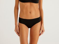 svart Benetton kvinner basisundertøy i stretch økologisk bomull 20TRB1046