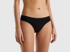 svart Benetton kvinner brasiliansk undertøy i stretch, økologisk bomull 20TRB1072