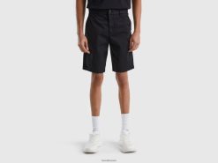 svart Benetton kvinner chino bermudaer i stretchbomull 20TRB4650