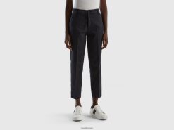 svart Benetton kvinner cropped chinos i stretchbomull 20TRB4127