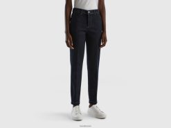svart Benetton kvinner denim chinos med smal passform 20TRB573