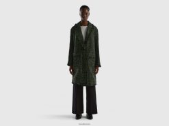 svart Benetton kvinner duster i tweed 20TRB3734