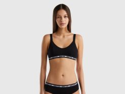 svart Benetton kvinner Halvvattert BH i økologisk bomull 20TRB982