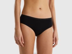 svart Benetton kvinner høykostet undertøy i stretch økologisk bomull 20TRB4329