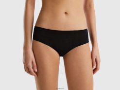 svart Benetton kvinner høykostet undertøy i superstretch økologisk bomull 20TRB4317