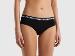 svart Benetton kvinner høyt midjet undertøy i økologisk bomull 20TRB981