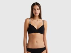 svart Benetton kvinner vattert BH i økologisk bomull 20TRB1000