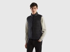 svart Benetton menn ermeløs pufferjakke med resirkulert vatt 20TRB1184