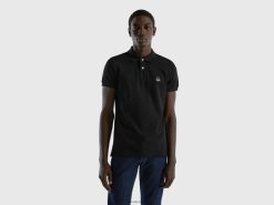 svart Benetton menn svart slim fit polo 20TRB4606