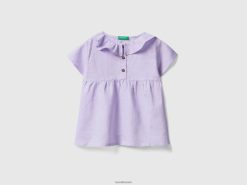 syrin Benetton barn bluse med volang i linblanding 20TRB5600