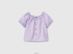 syrin Benetton barn kortermet bluse i linblanding 20TRB5265