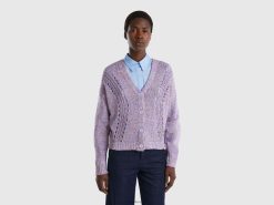 syrin Benetton kvinner cardigan med åpent strikket motiv 20TRB3522