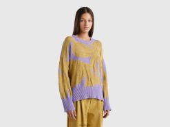 syrin Benetton kvinner genser med blomsterinnlegg 20TRB3531