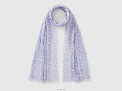 syrin Benetton kvinner mønstret skjerf i økologisk bomull 20TRB734