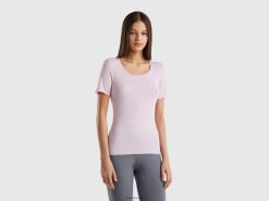syrin Benetton kvinner ribbet t-skjorte i slim fit 20TRB937