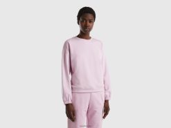 syrin Benetton kvinner sweatshirt med rund hals i bomullsblanding 20TRB928