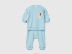 turkis Benetton barn genser og buksesett 20TRB3084