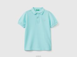 turkis Benetton barn slim fit polo i 100 % økologisk bomull 20TRB4890